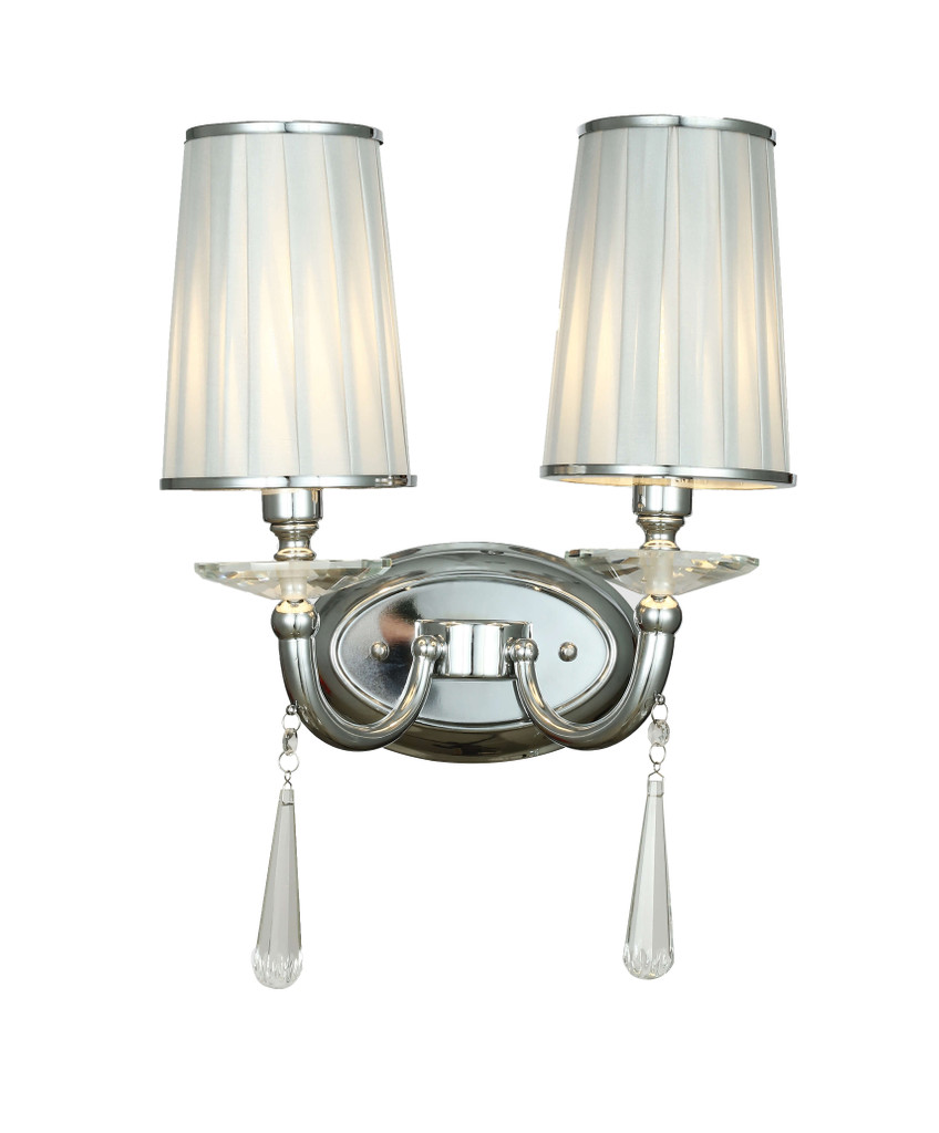 Kovová nástenná lampa FABIONE W2, chrómovaná a biela, dvojité nástenné svietidlo - Lumina Deco obrázok 1