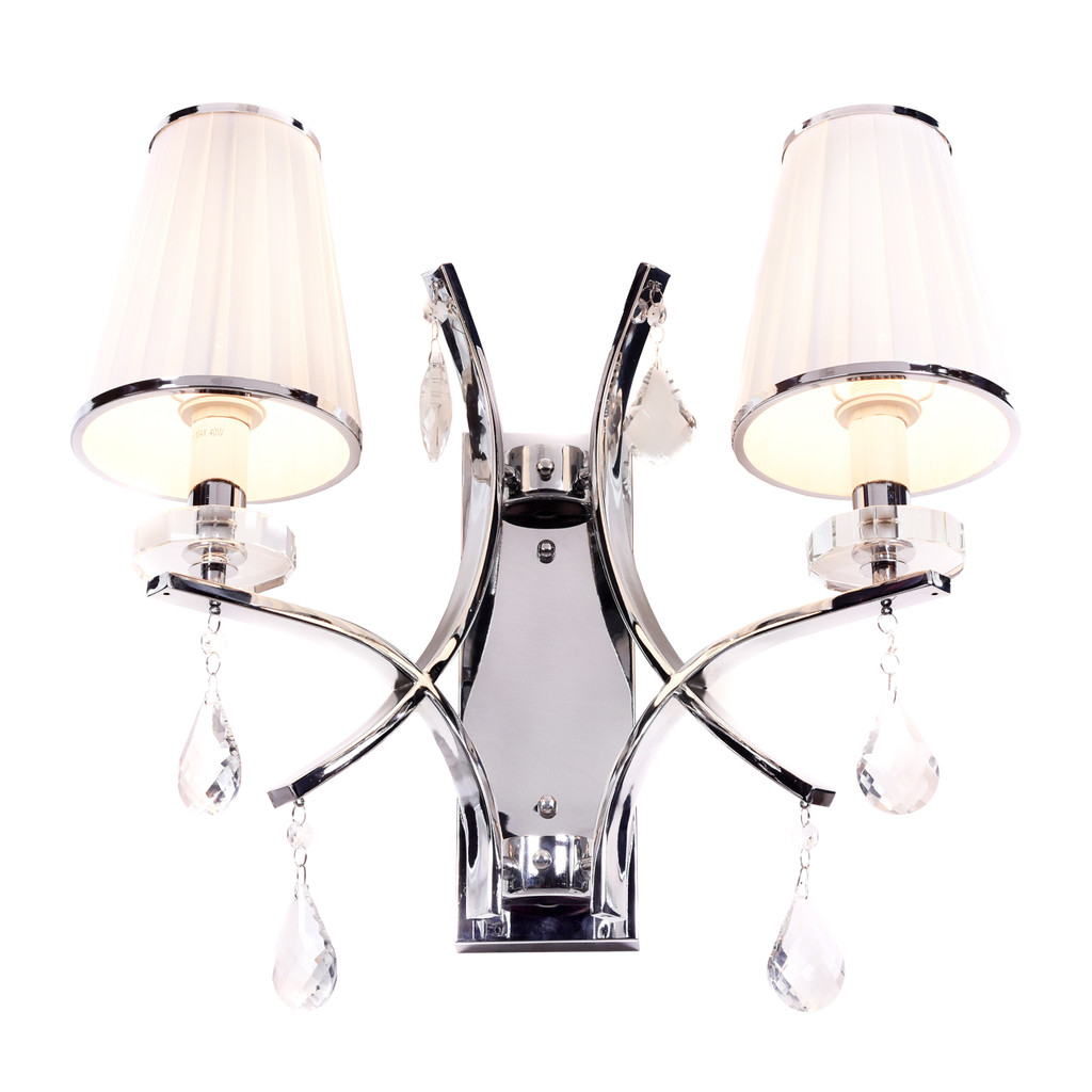 Elegancki biały kryształowy kinkiet GLAMOUR podwójny chromowany - Lumina Deco zdjęcie 4