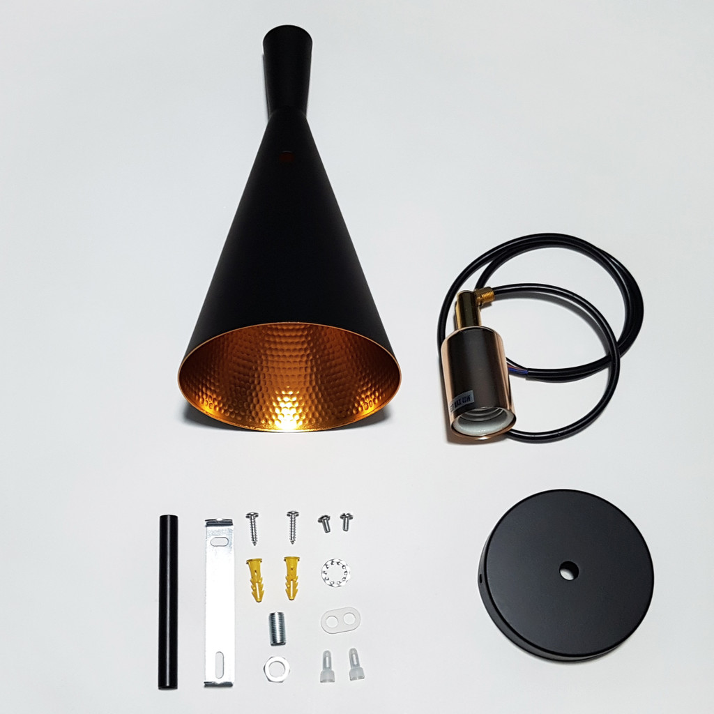 Černé skandinávské nástěnné svítidlo FOGGI W1 kónické stínidlo uvnitř zlaté - Lumina Deco obrázek 4