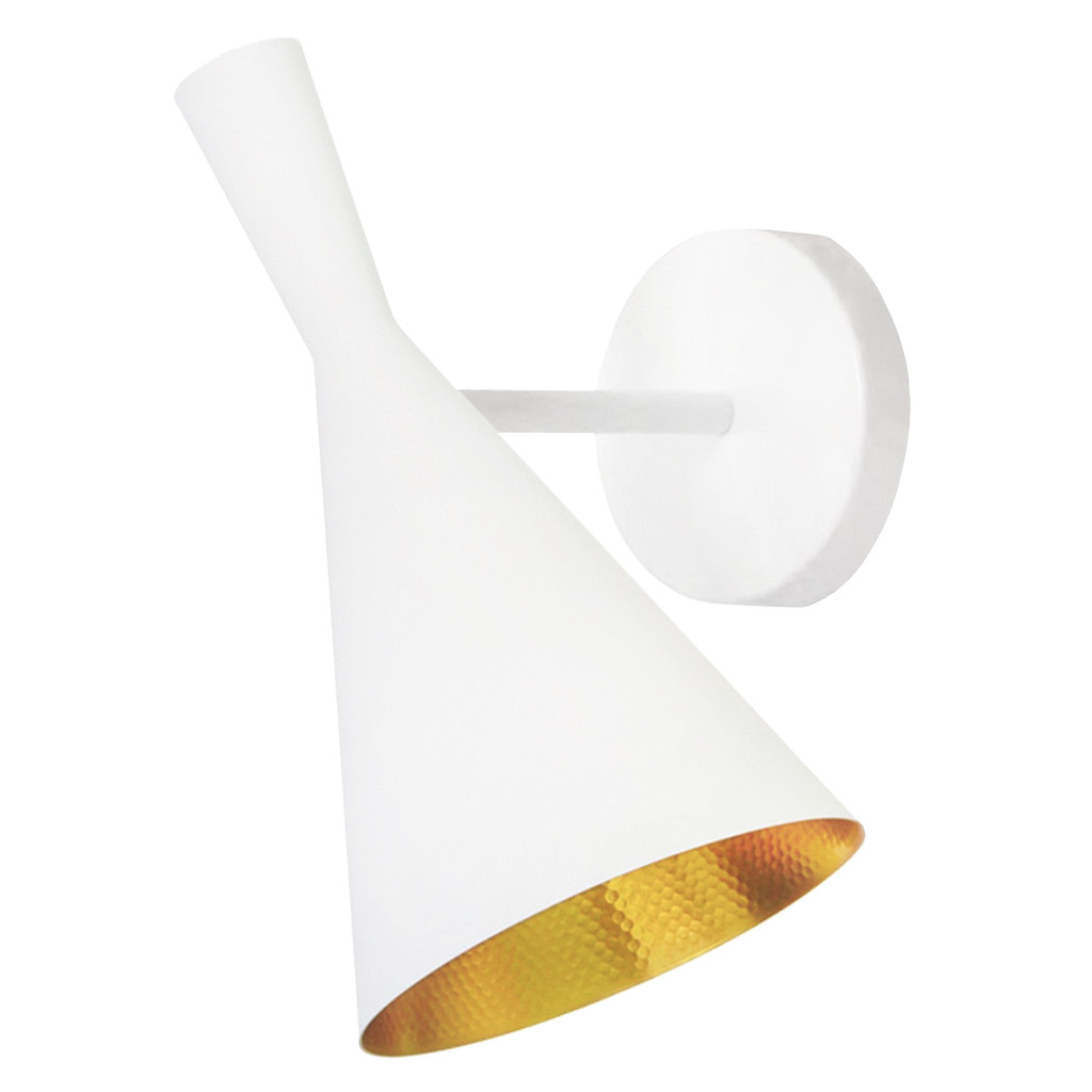 Moderní bílá nástěnná lampa FOGGI W1 zlatý vnitřek, vertikální lampička - Lumina Deco obrázek 1