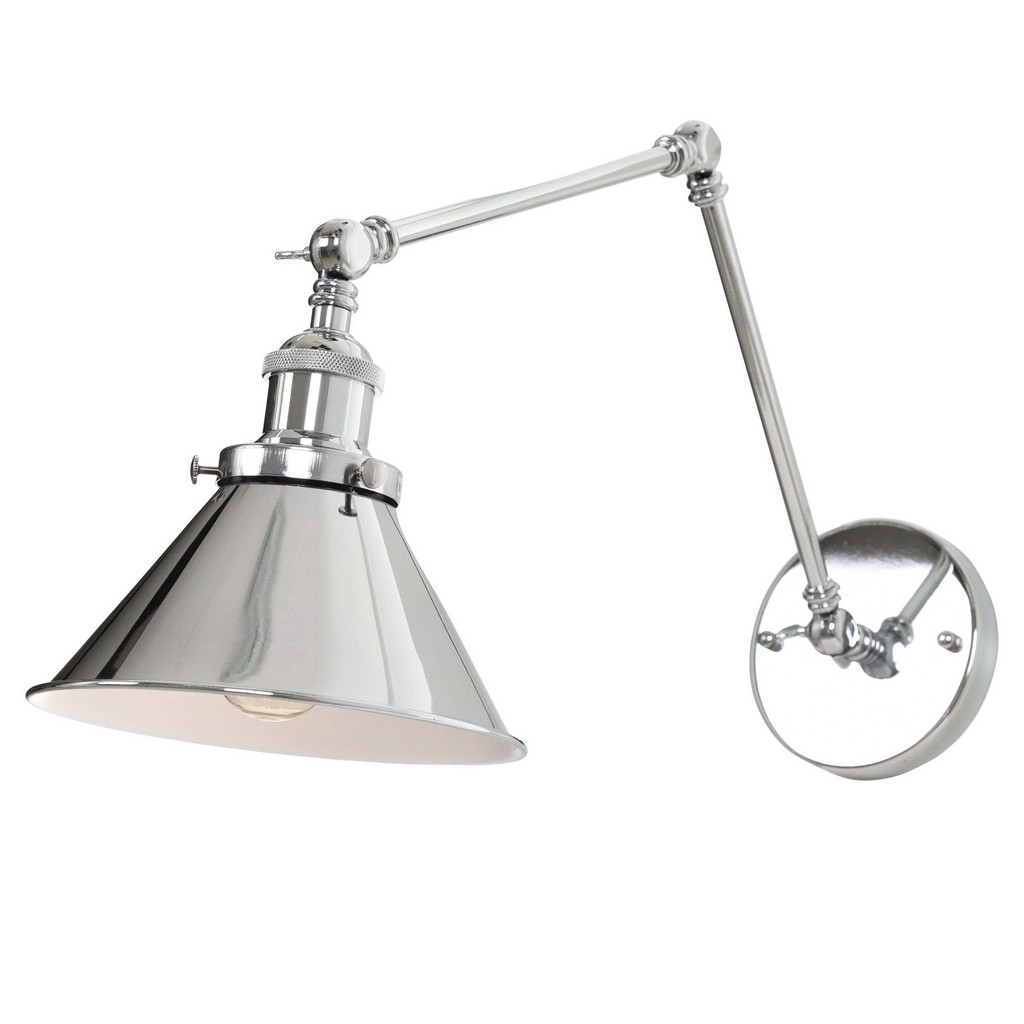 Kovová nástěnná loftová lampa GUBI W2, chromované stínítko, nastavitelné rameno - Lumina Deco obrázek 3