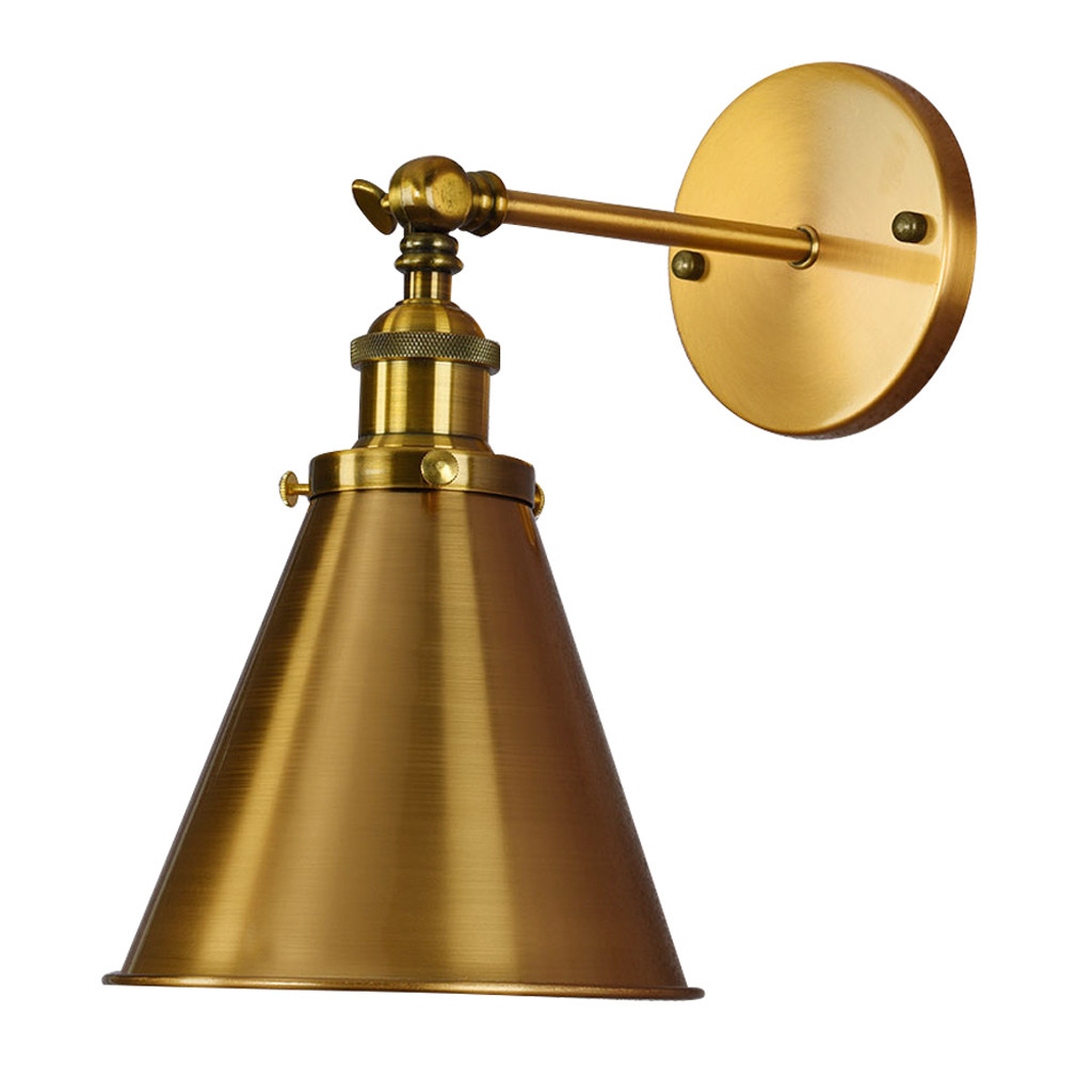 Nástěnné loftové svítidlo RUBI W1 zlatá mosaz, stínidlo ve tvaru kužele, průmyslový design - Lumina Deco obrázek 3