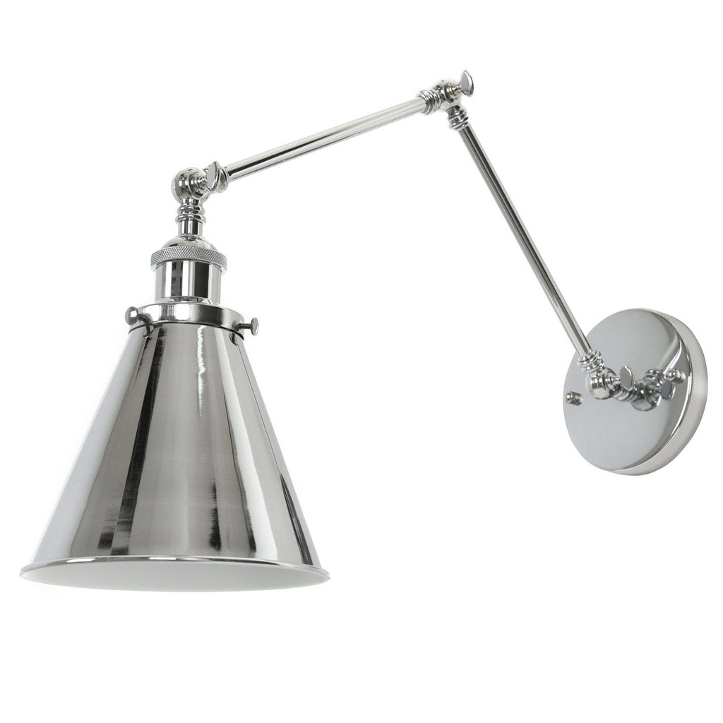 Chromová nástěnná lampa RUBI W2, kovové svítidlo, nastavitelné rameno - Lumina Deco obrázek 1