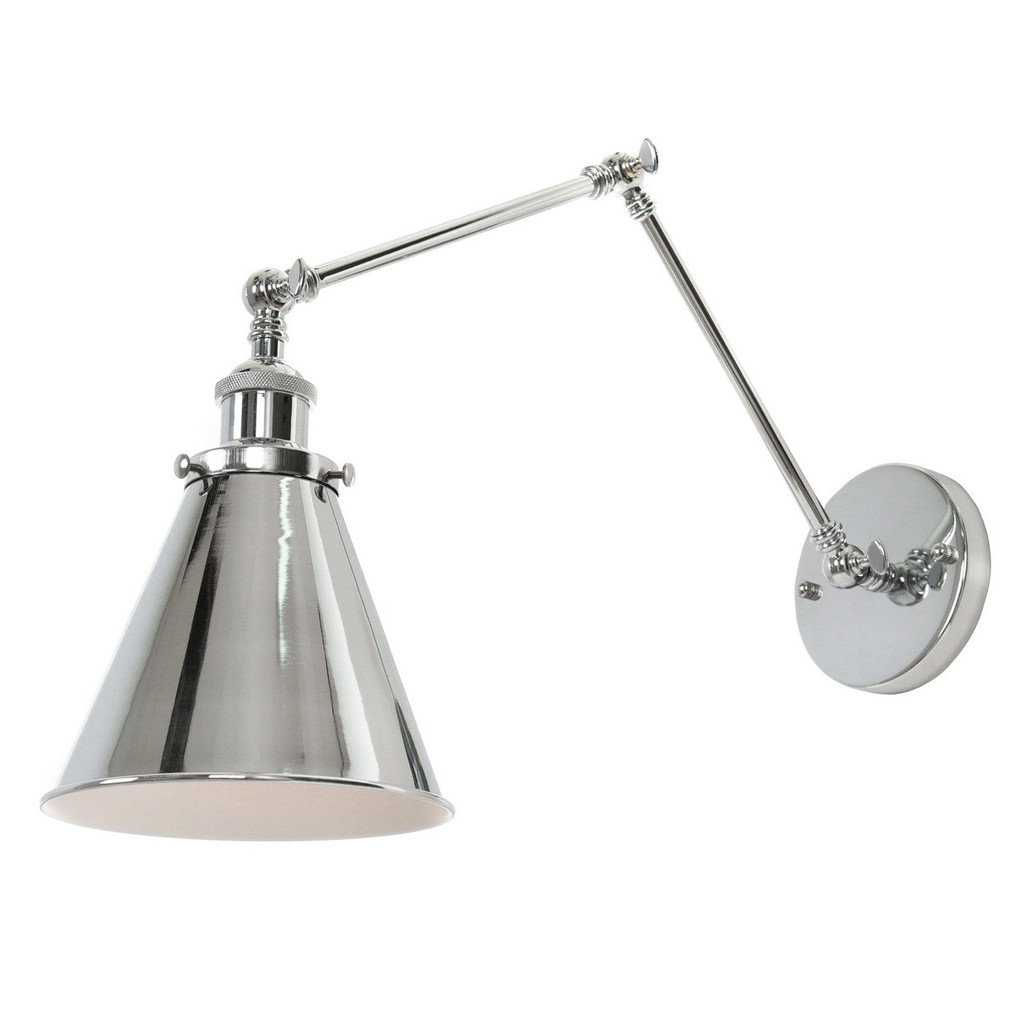 Chromová nástěnná lampa RUBI W2, kovové svítidlo, nastavitelné rameno - Lumina Deco obrázek 2