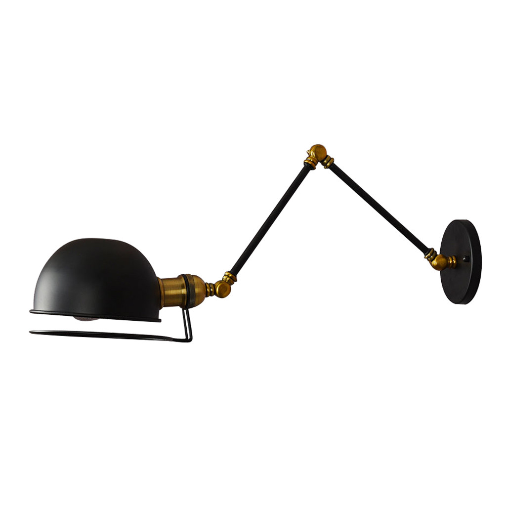Lampka ścienna, czarny kinkiet loftowy GLUM W2 regulowane ramię do czytania - Lumina Deco zdjęcie 1