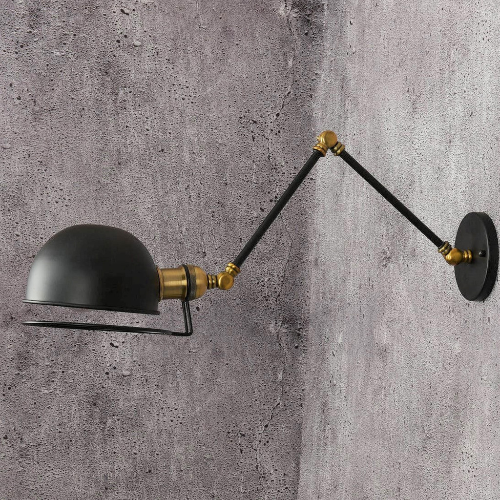 Nástěnná  kloubová lampa, černé loftové svítidlo GLUM W2 nastavitelné rameno pro čtení - Lumina Deco obrázek 2