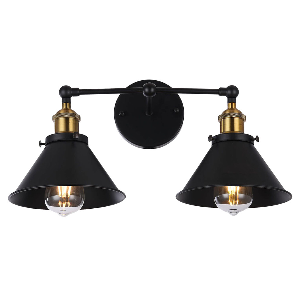Dvojitá černá nástěnná lampa GUBI DUO kovová, loftová - Lumina Deco obrázek 1