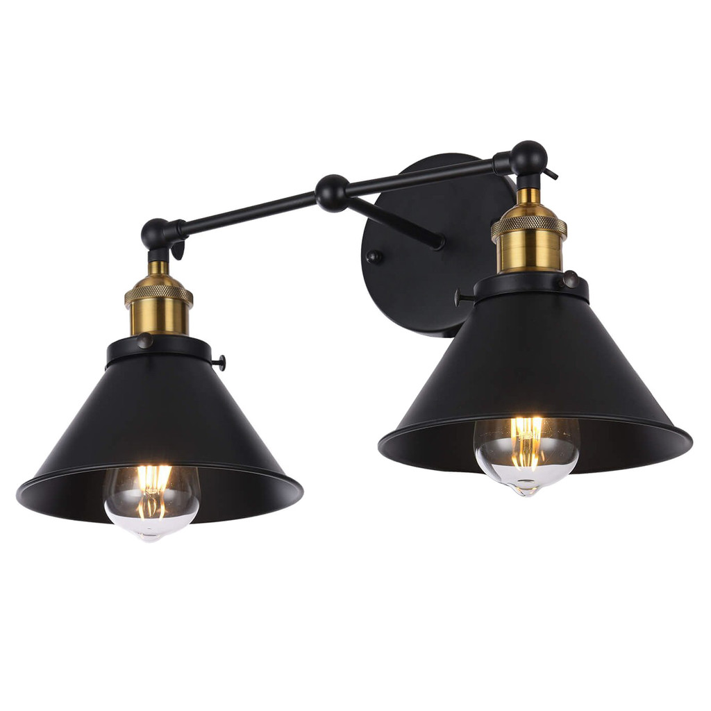 Dvojitá černá nástěnná lampa GUBI DUO kovová, loftová - Lumina Deco obrázek 2