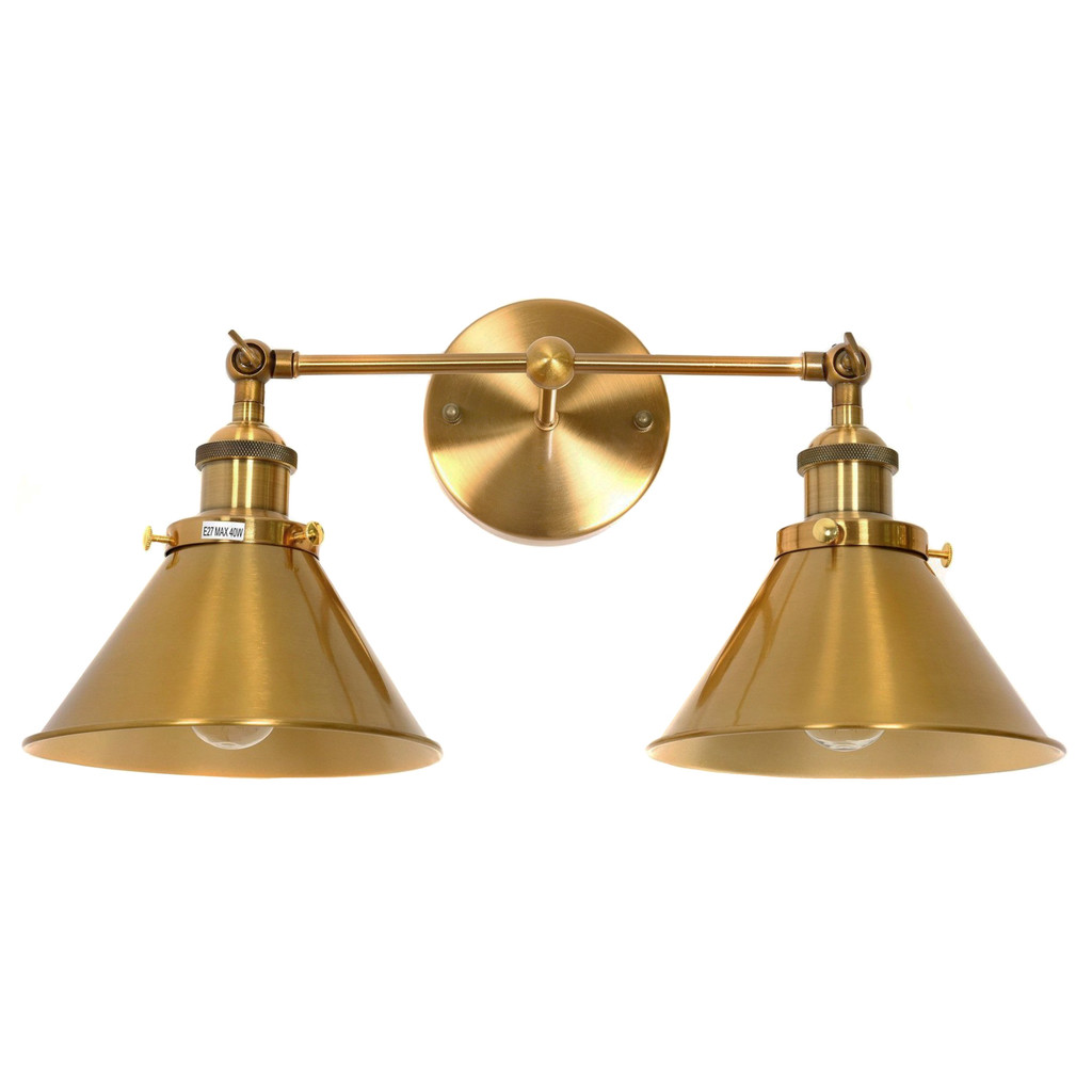 Dizajnové dvojité nástenné svietidlo vo farbe zlata GUBI DUO, kužeľovité tienidlá, loftové - Lumina Deco obrázok 1