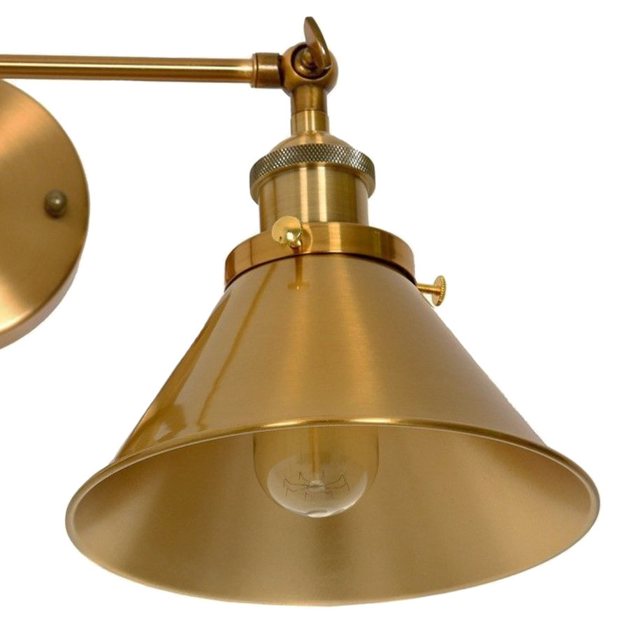 Designová loftová dvojitá nástěnná lampa ve zlaté barvě GUBI DUO kuželová stínítka - Lumina Deco obrázek 4