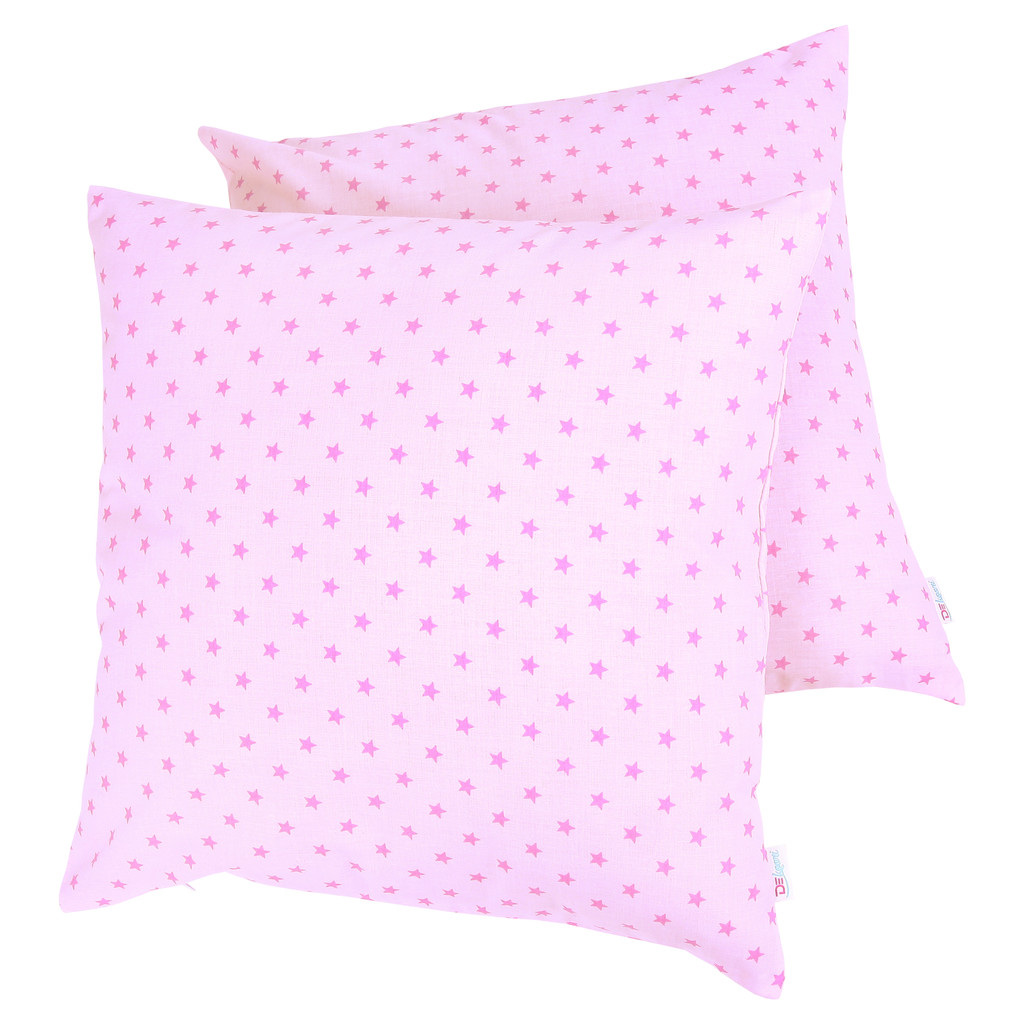 Poszewka na poduszkę dekoracyjna w drobne, różowe GWIAZDKI 1 cm na jasnoróżowym tle - Dekoori zdjęcie 3