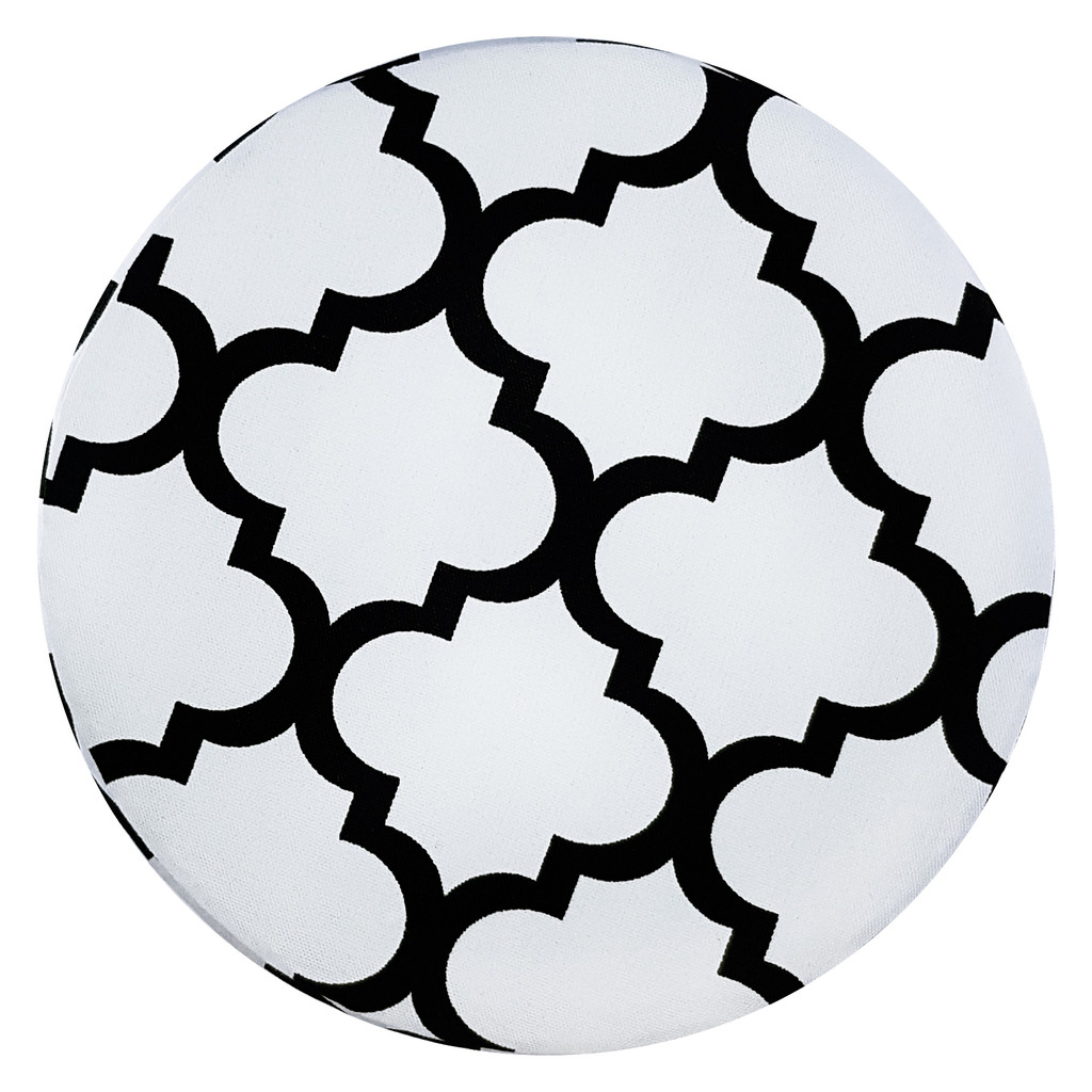 Moderný puf, škandinávska taburetka s bielo-čiernym motívom MAROCKÁ ĎATELINA - Lily Pouf obrázok 3