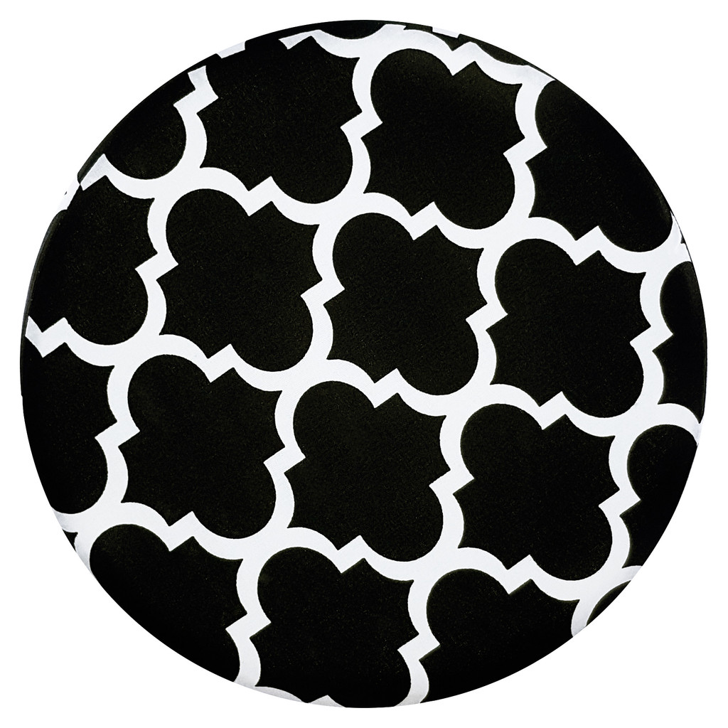 Efektná čierna taburetka, drevený puf, čierno-biely vzor MAROCKÁ ĎATELINA, škandinávsky stolček - Lily Pouf obrázok 3