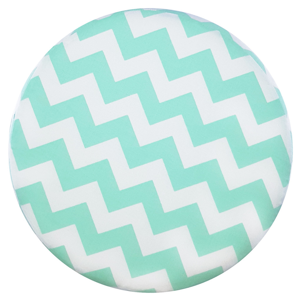 White and mint green pouf/pouffe ZIG-ZAG bar stool or upholstered stool/hassock - Lily Pouf image 4