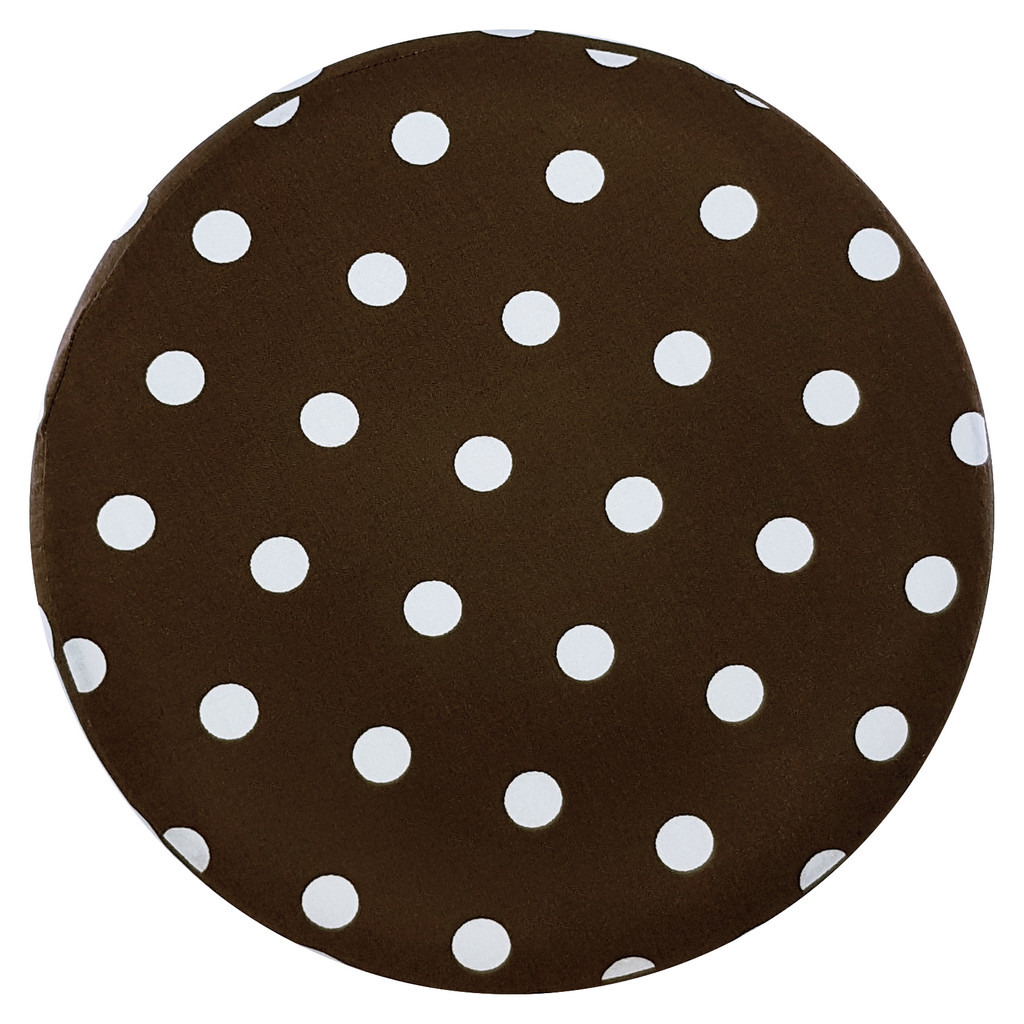 Wooden stool with polka dots, brown and white - Lily Pouf image 3
