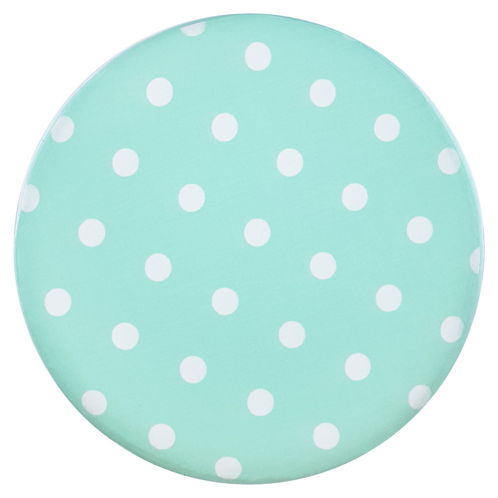 Mint pouffe with white polka dots for living room or bedroom - Lily Pouf image 3