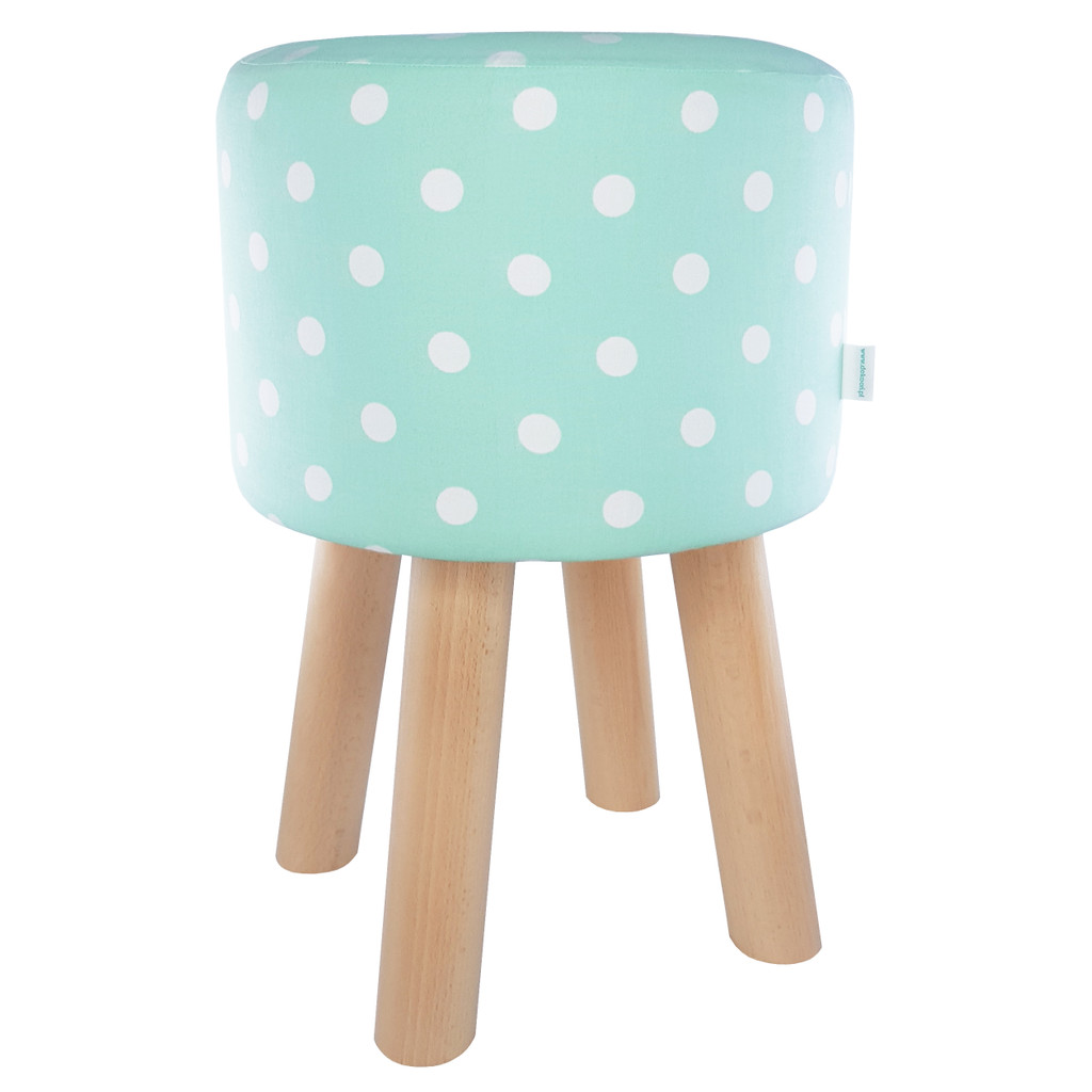 Mint pouffe with white polka dots for living room or bedroom - Lily Pouf image 1