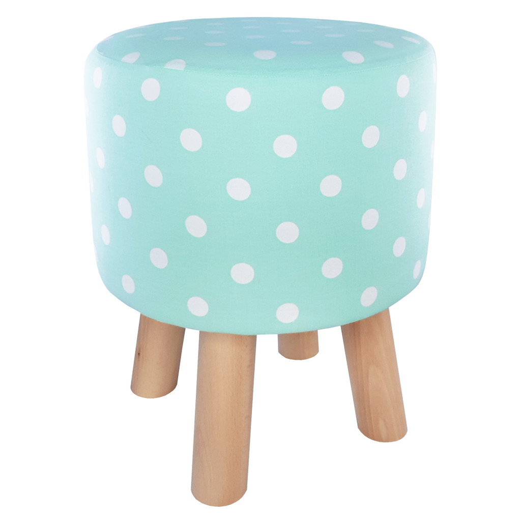 Mint pouffe with white polka dots for living room or bedroom - Lily Pouf image 2