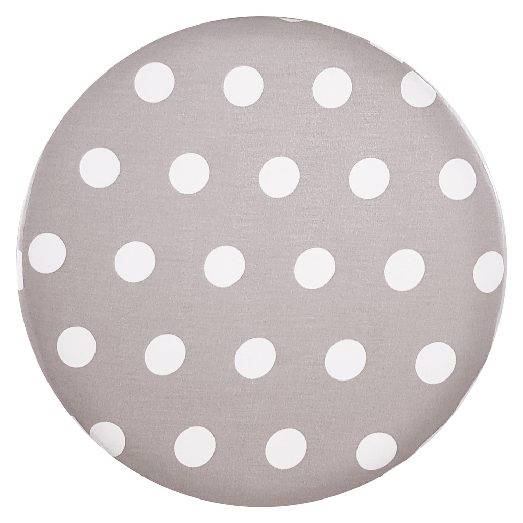 Grey and white wooden seat pouffe with polka dots - Lily Pouf image 3