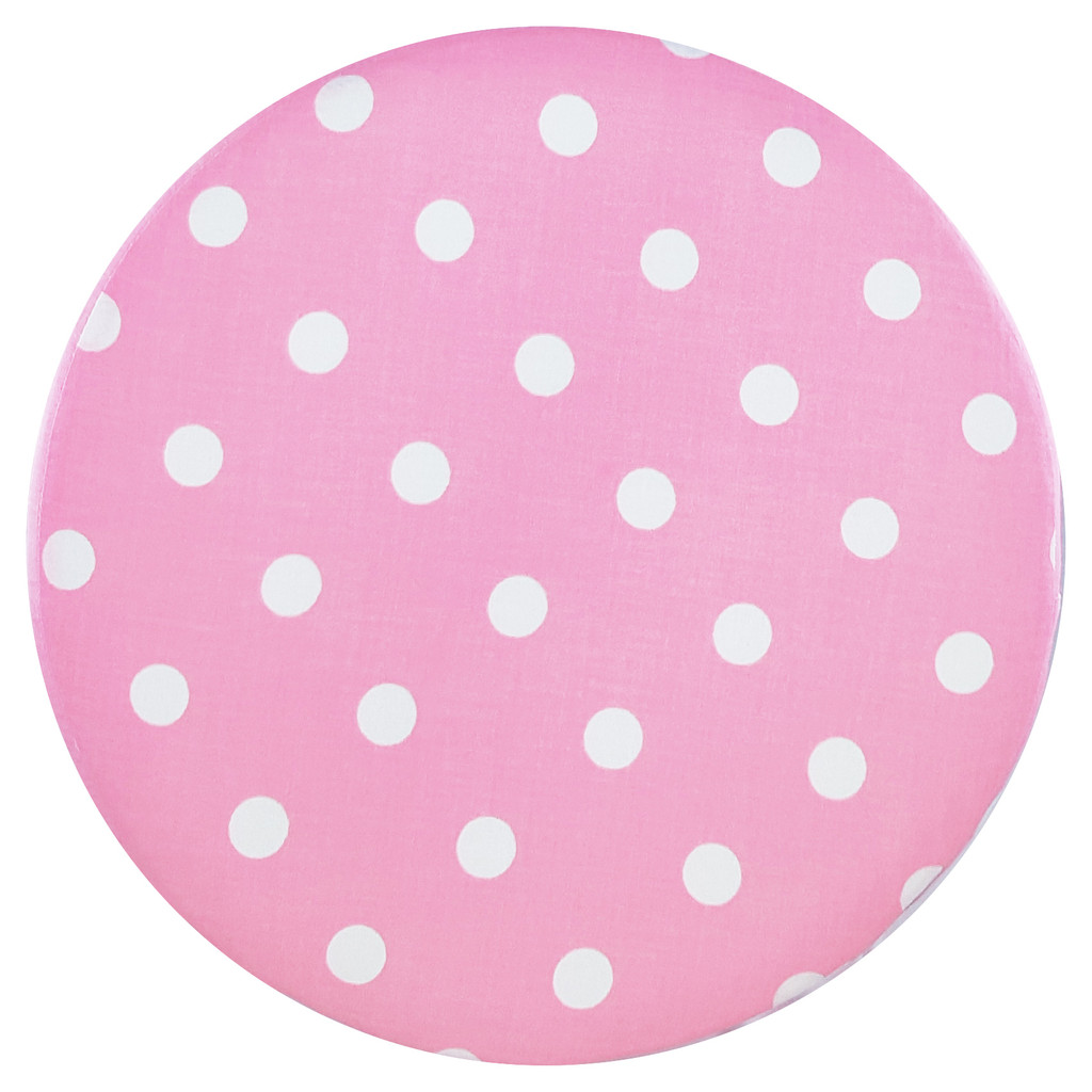 Pink stool, pouffe, retro design, white polka dot cover - Lily Pouf image 3