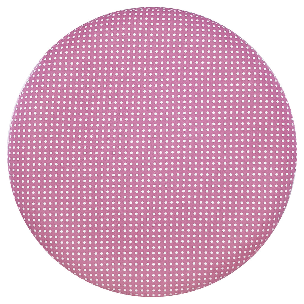 Stylowy taboret, puf, okrągłe siedzisko w GROSZKI KROPKI różowo białe - Lily Pouf zdjęcie 3