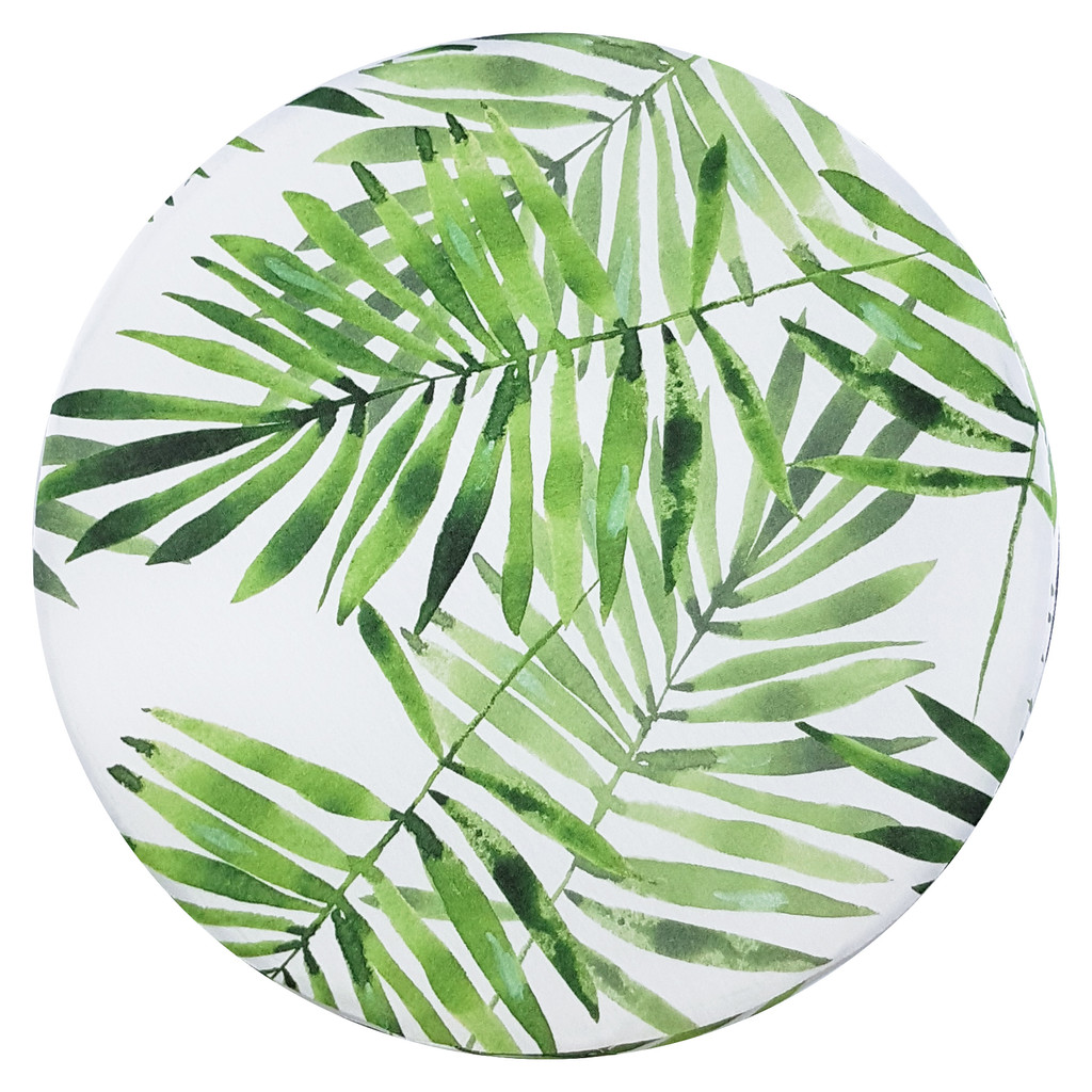Trendy stool, Scandinavian pouffe with green Fern leaves floral design - Lily Pouf image 4