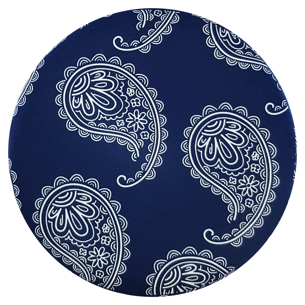 Oriental pouffe, room stool, navy blue pattern PAISLEY Indian Turkish - Lily Pouf image 3