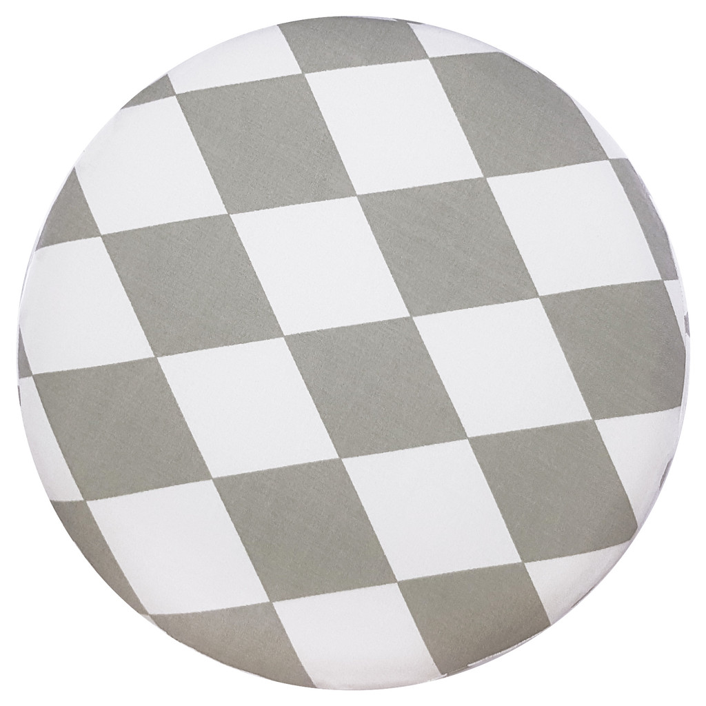 White and grey Scandinavian stool, modern pouf, seat with white and grey diamonds - Lily Pouf image 3