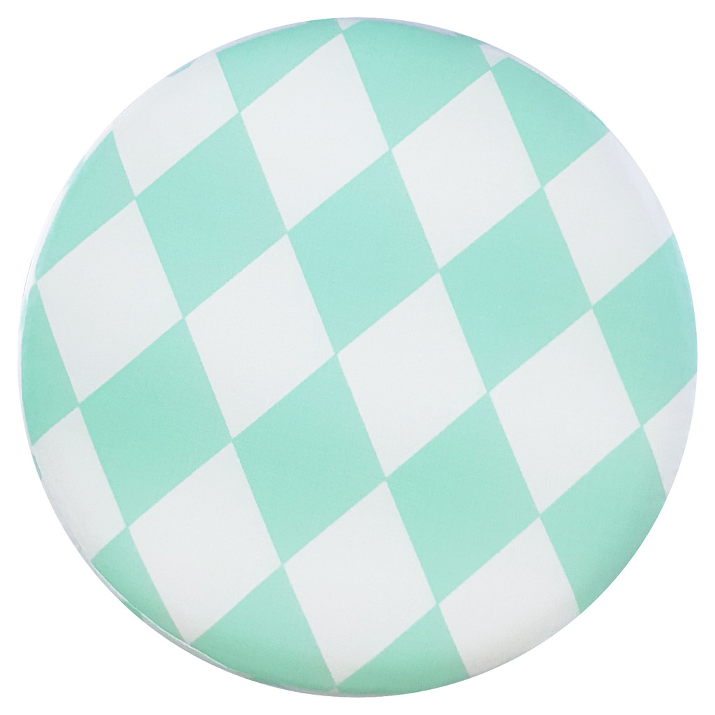 Scandinavian pouffe with mint and white rhombs stool cover - Lily Pouf image 3