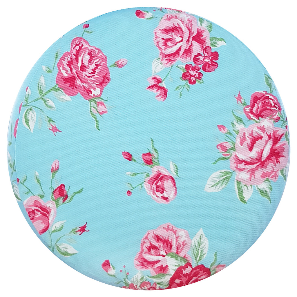 Ozdobná dekoratívna taburetka, puf v štýle glamour, svetlomodro-ružový vzor RUŽE - Lily Pouf obrázok 4