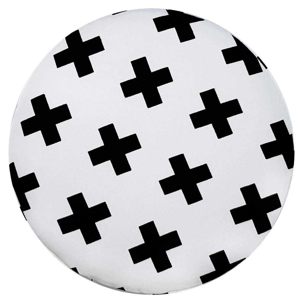 Moderní černo-bílý pouf, křížky plusy, skandinávský design - Lily Pouf obrázek 4