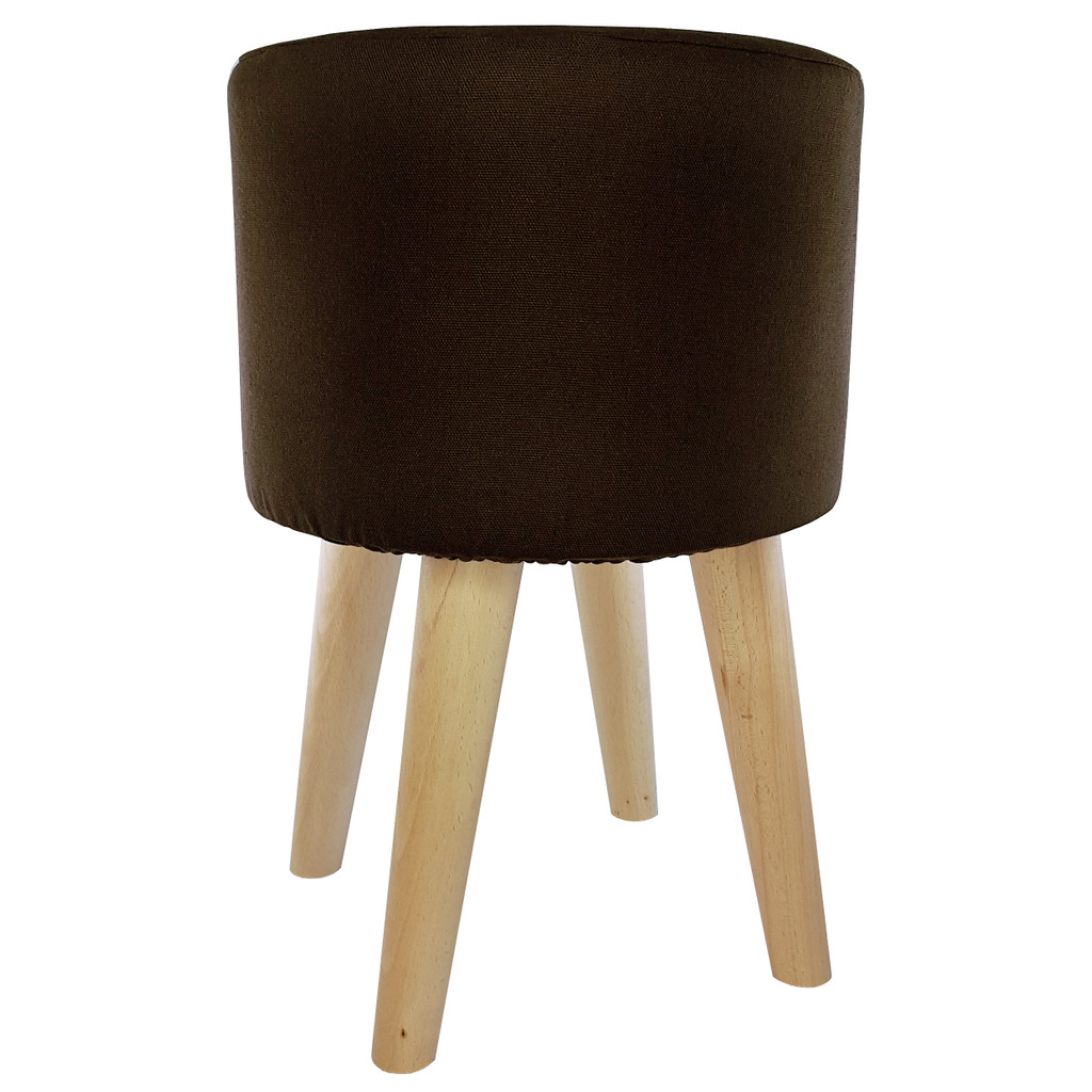 Brown pouf wooden stool classic colour design smooth one-coloured cover - Lily Pouf image 3