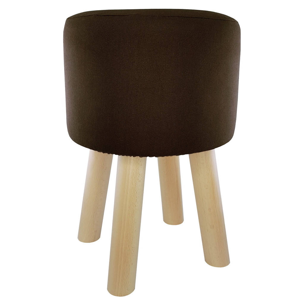 Brązowy puf stołek drewniany klasyczny kolor pokrowiec gładki jednobarwny - Lily Pouf zdjęcie 1