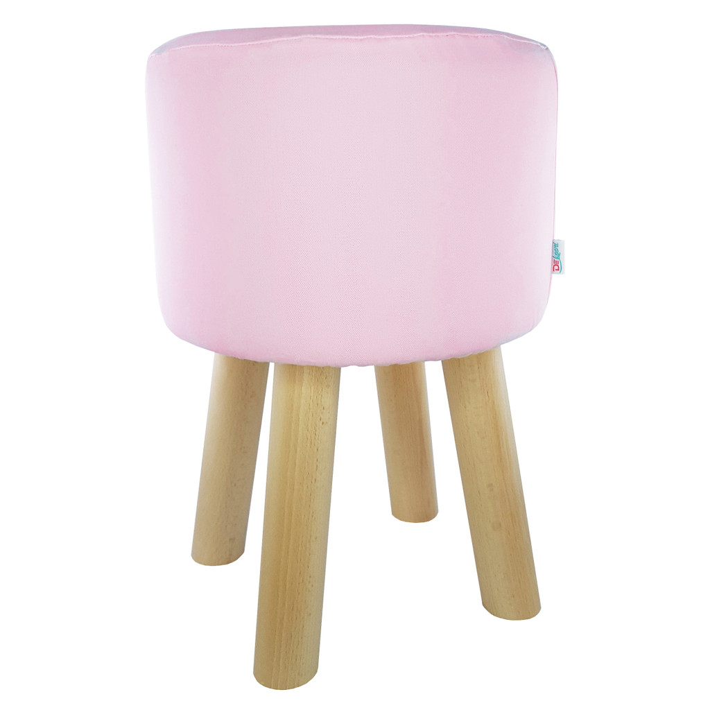 One-coloured light pink dressing table stool, for a girl's room, soft smooth cover - Lily Pouf image 1