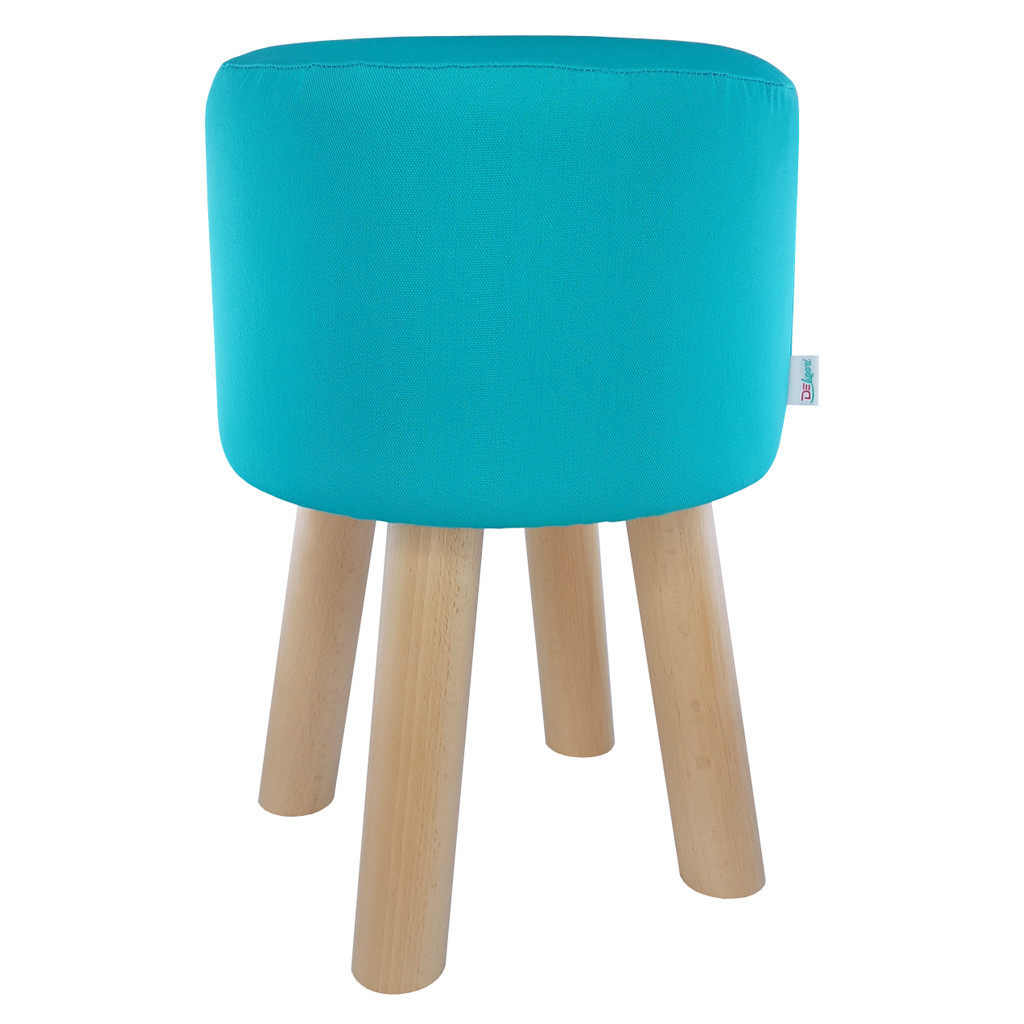 Tyrkysová taburetka, puf v trendovej farbe, praktický stolček s jednofarebným poťahom - Lily Pouf obrázok 1