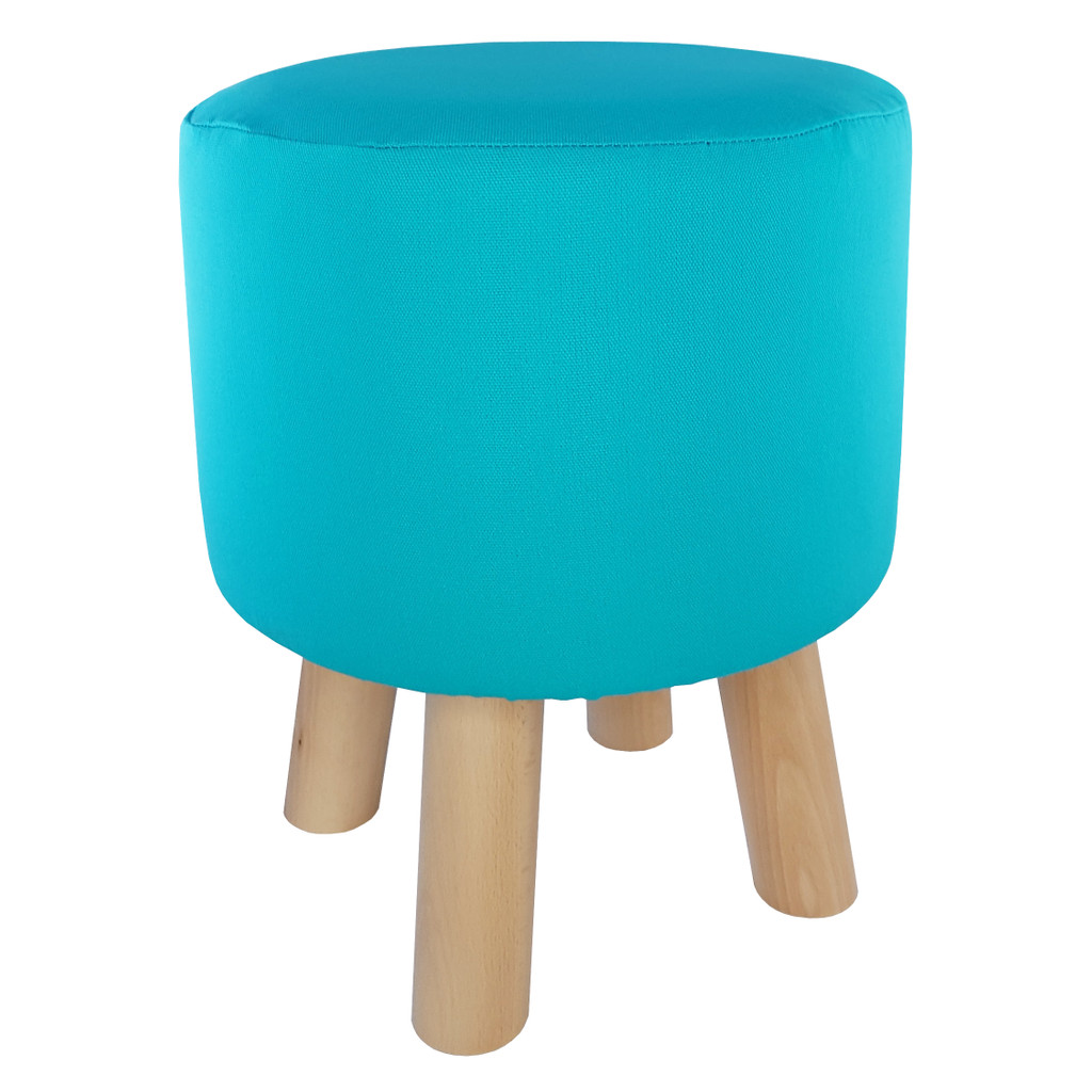Tyrkysová taburetka, puf v trendovej farbe, praktický stolček s jednofarebným poťahom - Lily Pouf obrázok 3