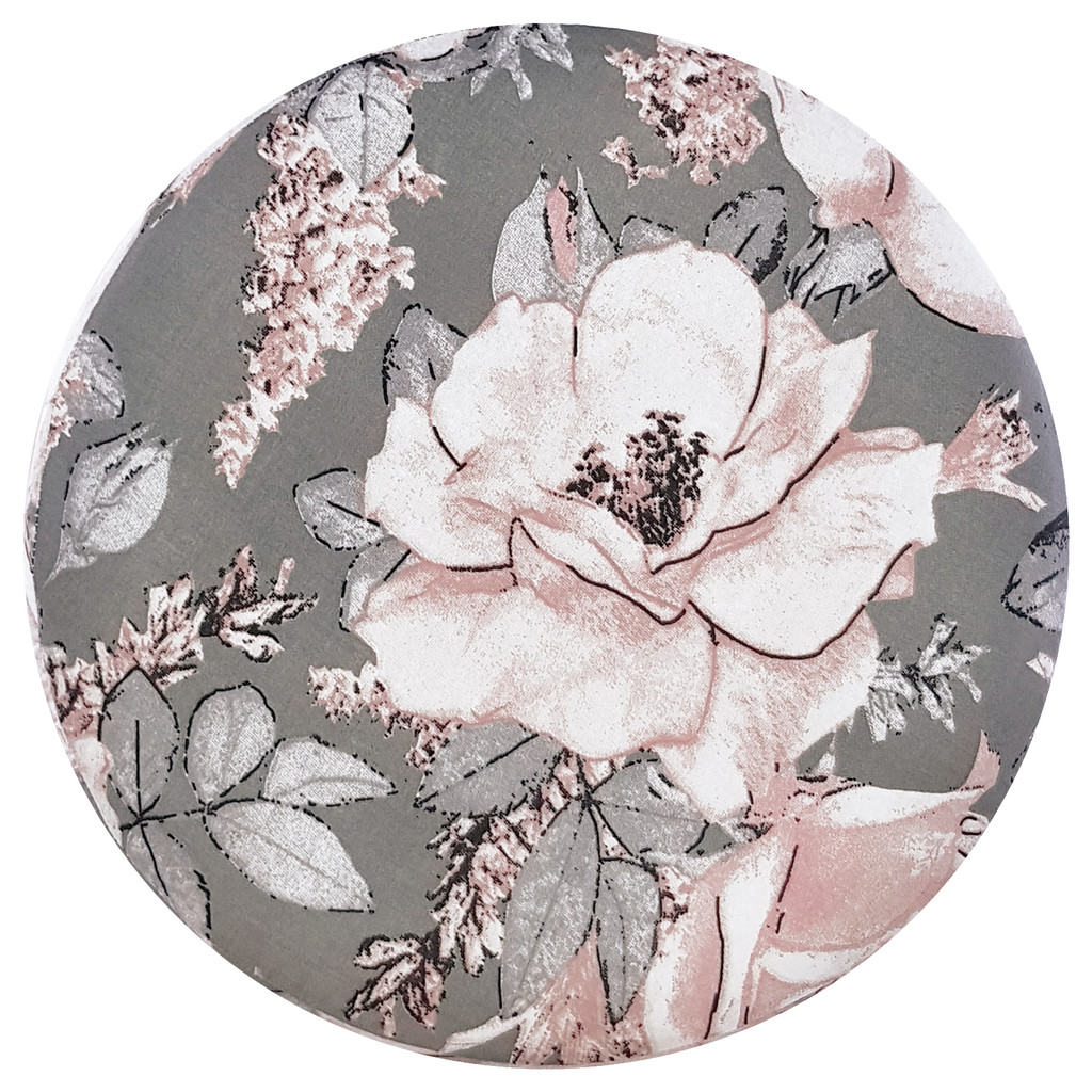 Módní, nadčasový puf s květy divokých růží na šedém pozadí - Lily Pouf obrázek 3
