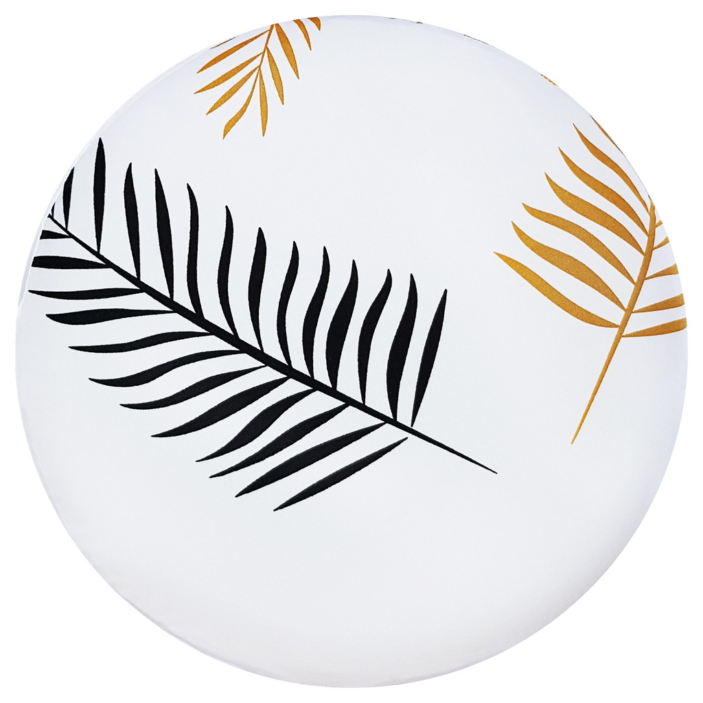 Stylish white seating pouffe, copper and black palm leaves - Lily Pouf image 3