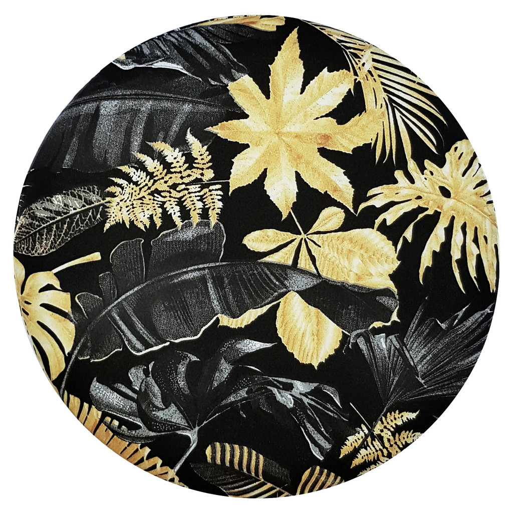 Elegancki, czarny puf w złote liście palmy w stylu glamour - Lily Pouf zdjęcie 3