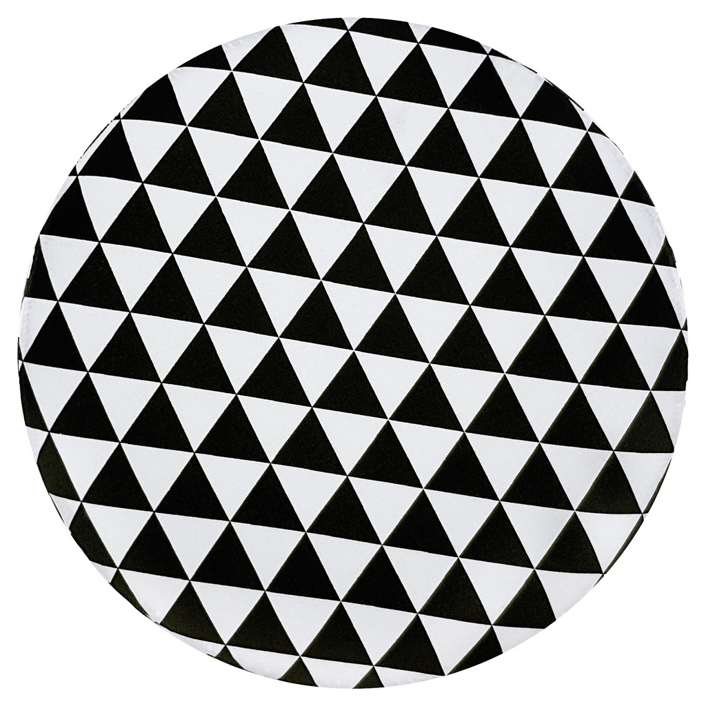 Nowoczesny, stylowy puf do siedzenia w czarne i białe trójkąty - Lily Pouf zdjęcie 3