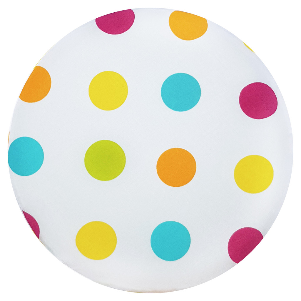 Decorative white pouffe for bedroom, children's room with colourful dots - Lily Pouf image 3