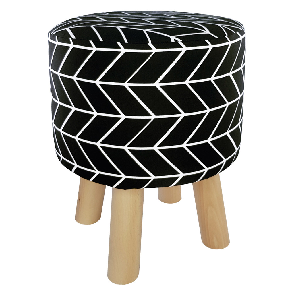 Modny puf do siedzenia, czarno-biała jodełka w nowoczesnym stylu - Lily Pouf zdjęcie 2