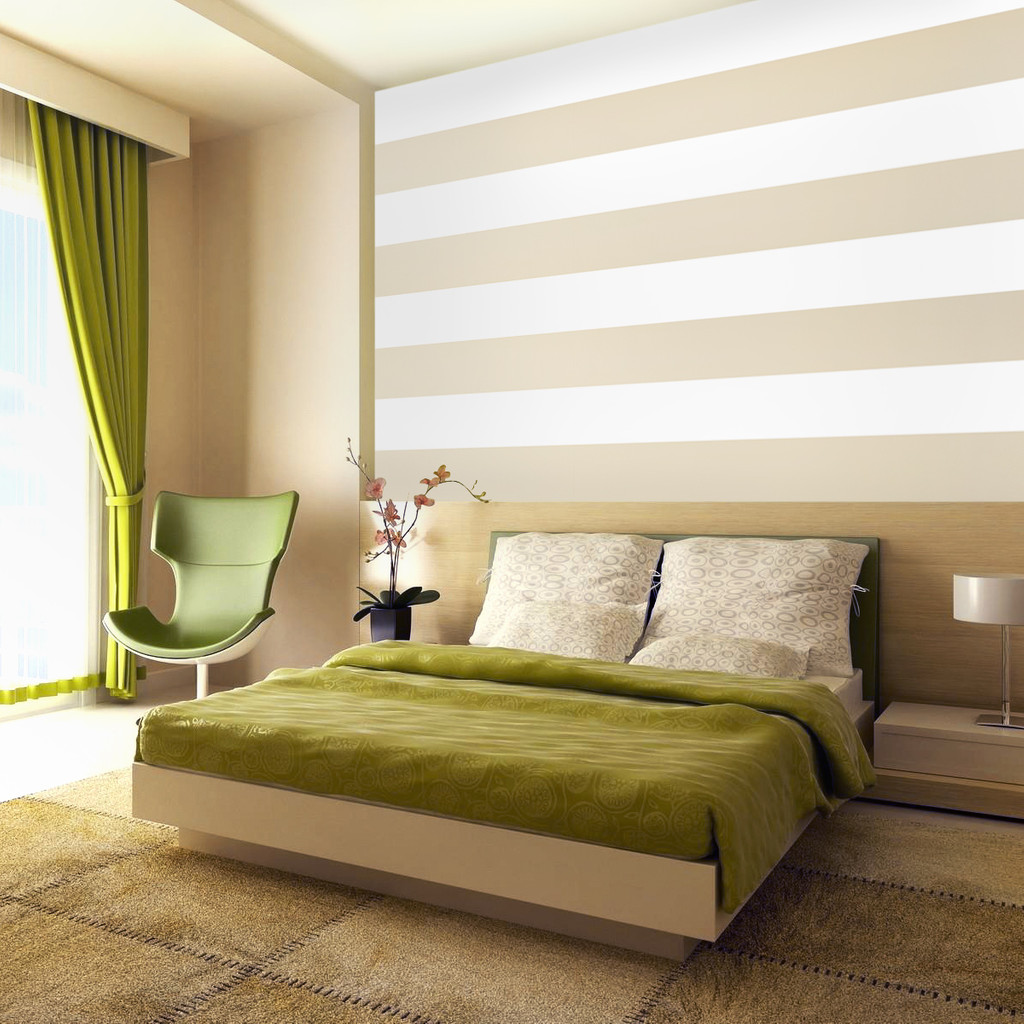 White and beige horizontal striped wallpaper - Dekoori image 2