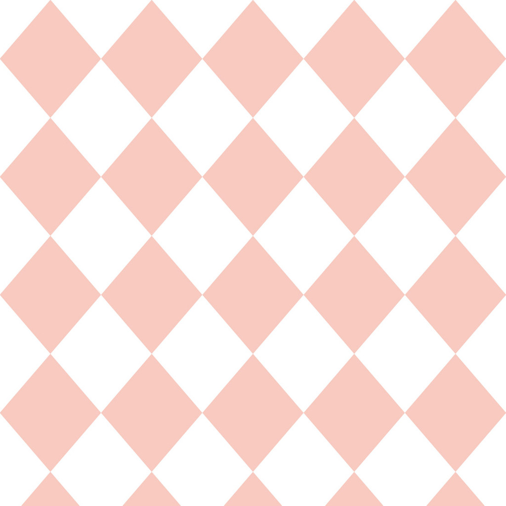 White and light salmon pink harlequin wallpaper - Dekoori image 1