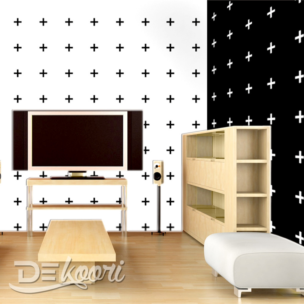 Black and white PLUSES wallpaper (version: black and white) - Dekoori image 4