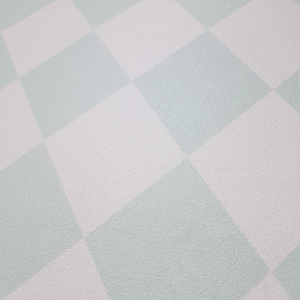 White and mint mini harlequin wallpaper - Dekoori image 3