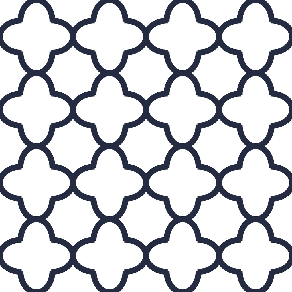 Moroccan white and navy blue patterned wallpaper - Dekoori image 1