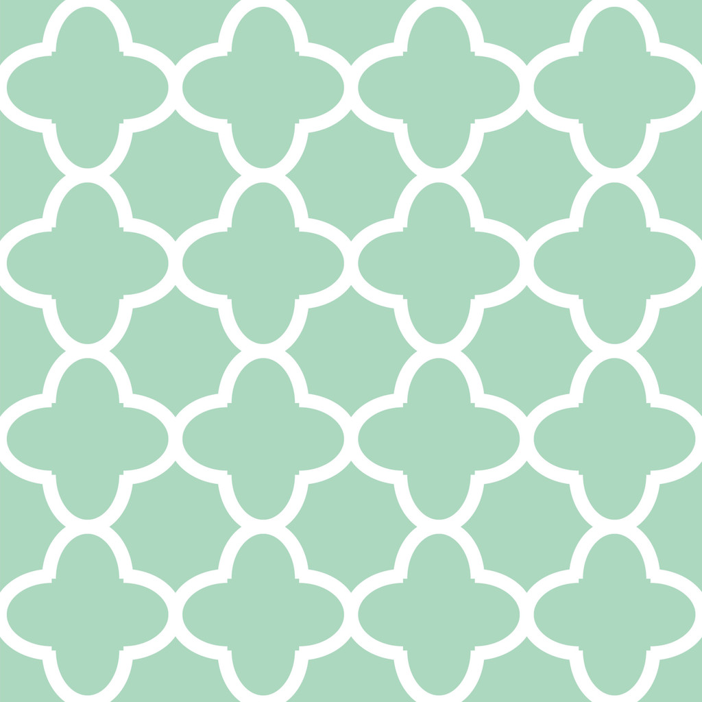 Mint and white quatrefoil oriental pattern wallpaper - Dekoori image 1