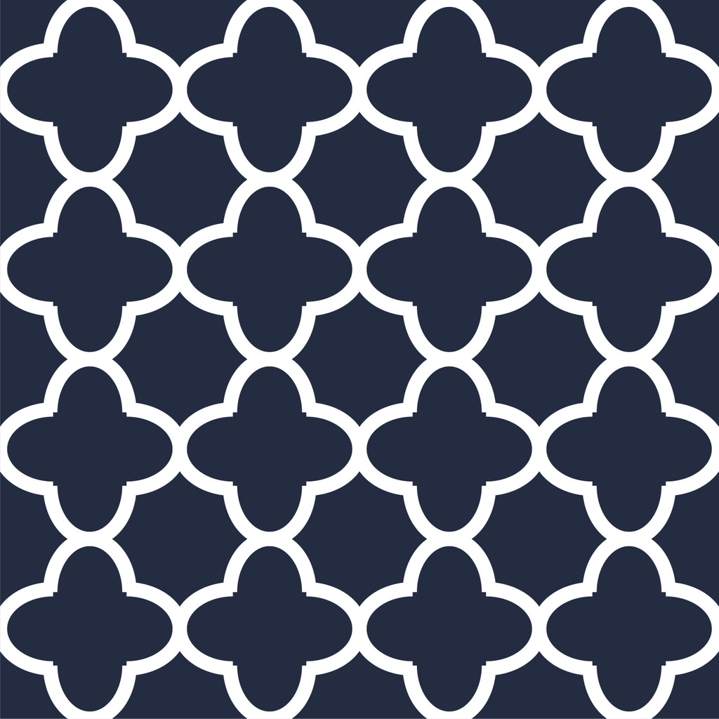 Navy blue and white patterned wallpaper in Moroccan style - Dekoori image 1