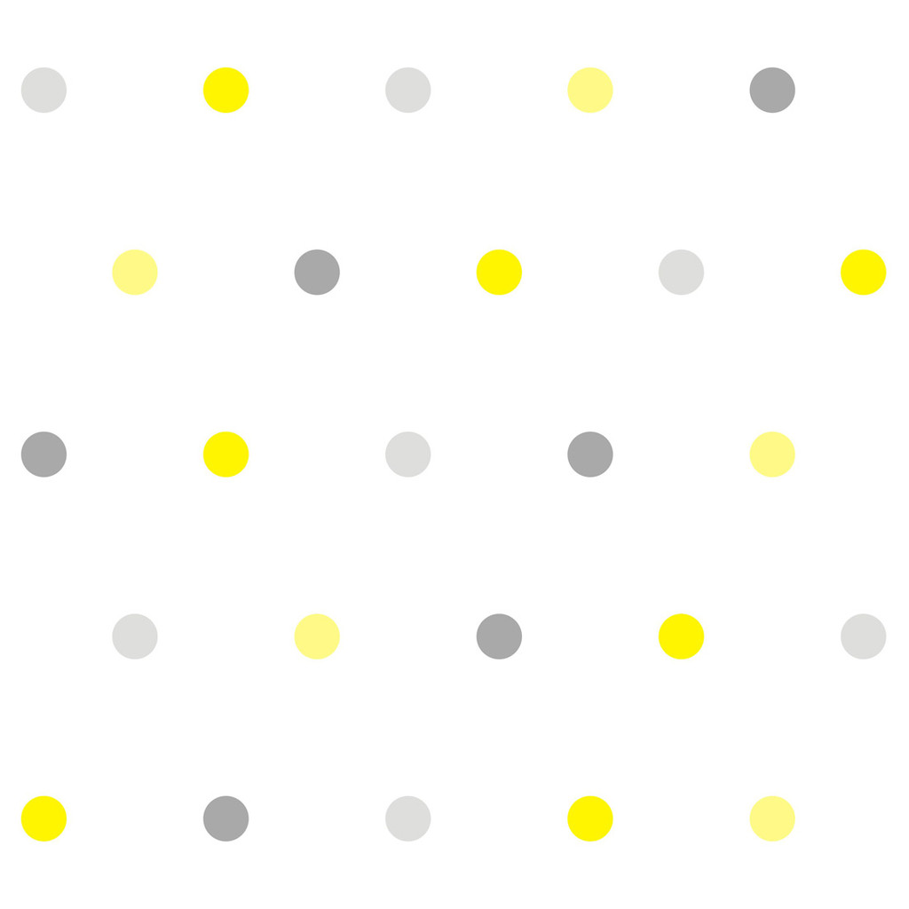 Biela tapeta so sivými a žltými bodkami, BODKY 5 cm - Dekoori obrázok 1